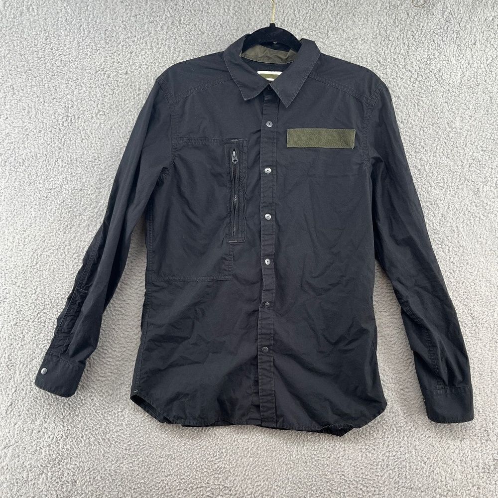 G-Star Black Button-Down Shirt with Olive Patch